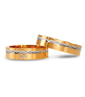 Alianza boda oro bicolor Crown