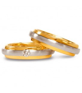 Alianza boda oro bicolor Soft
